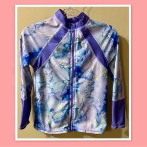 Girls Marble White Purple Long Sleeve Zip Jacket ~ Size 8
